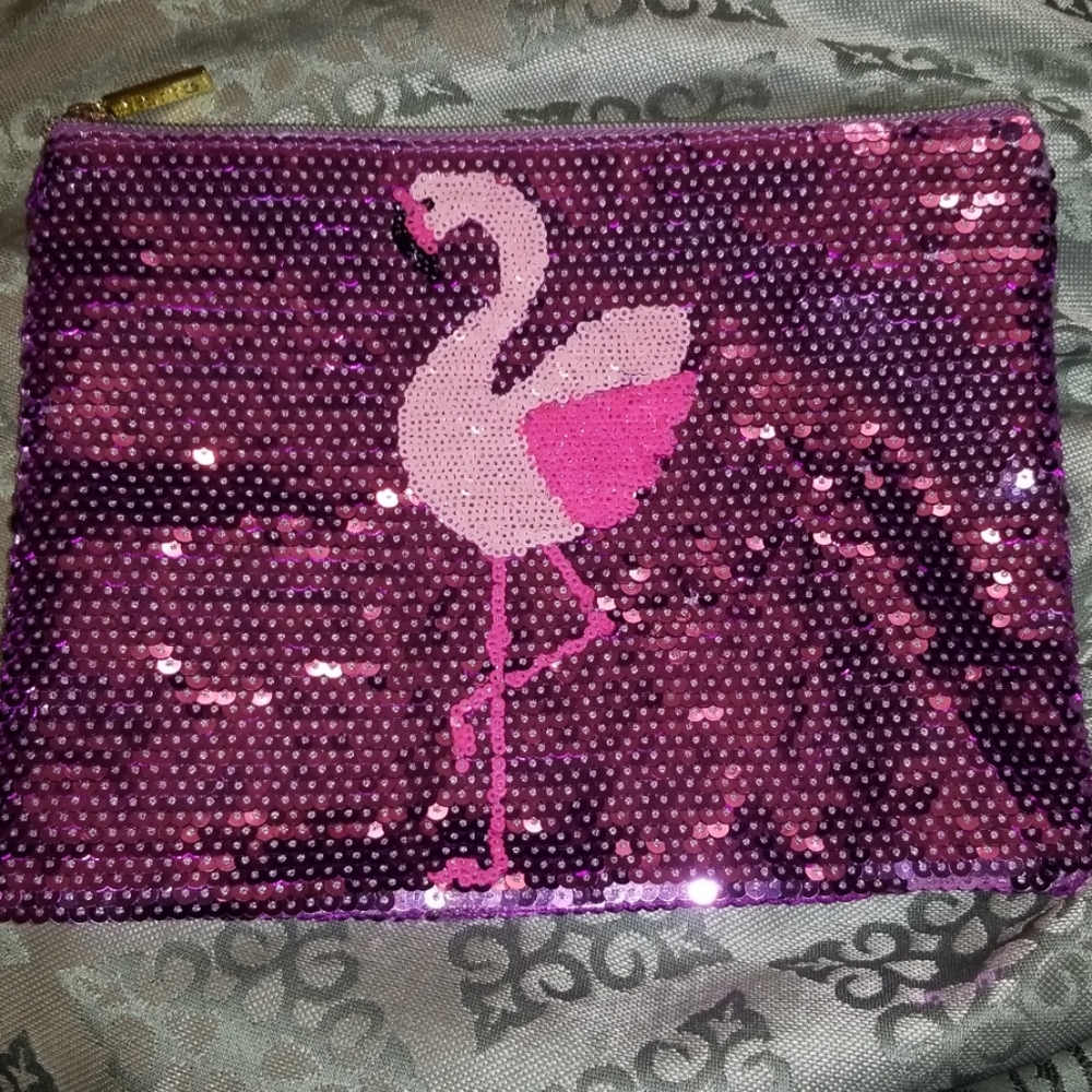 Sequin Flamingo Tarte Makeup Bag